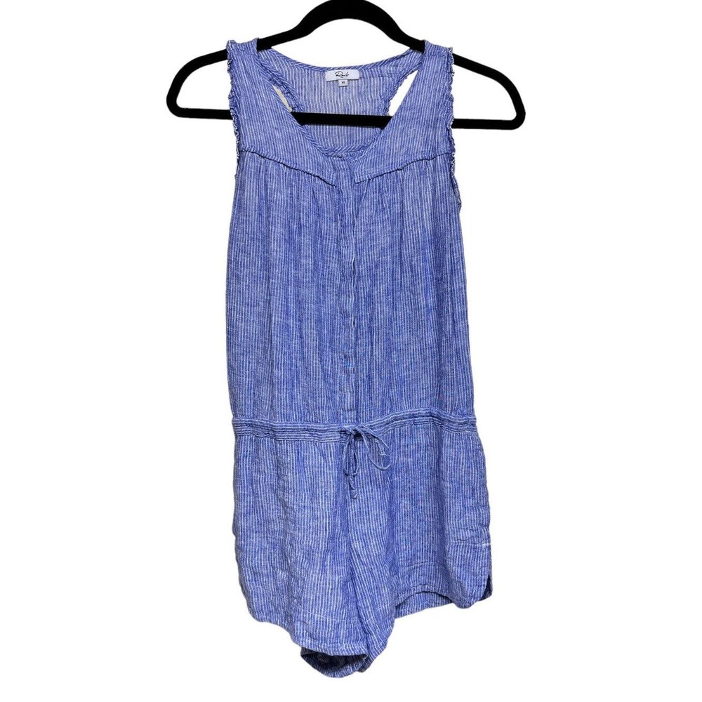 Rails Lynn Royal White‎ Stripe Linen Romper Women’s Size XS